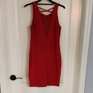 Solemio Red Criss-Cross Backless Dress